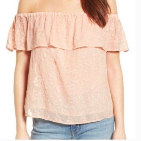 Lucky Brand Off the Shoulder Pink Top Embroidered Size Medium - Picture 1 of 8